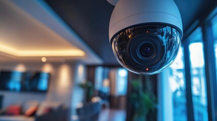 Poster - High-definition security camera overseeing a modern living space for enhanced home surveillance