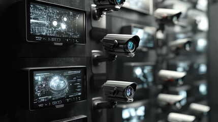 Poster - Advanced surveillance technology a close-up view of cutting-edge security cameras and monitoring systems