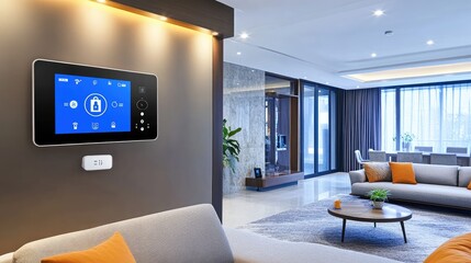 Poster - modern smart home technology integrating security and comfort in contemporary living spaces