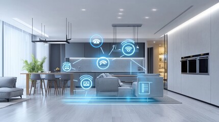 Poster - smart home technology integrating iot solutions in modern interior design for enhanced living experi