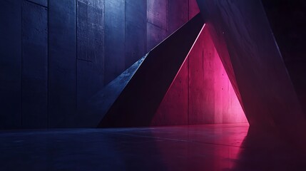 Poster - Abstract triangle neon light background.