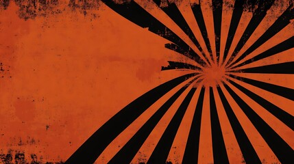 Grunge background with orange and black rays.