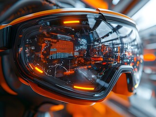 Fototapete - Futuristic goggles showcasing advanced technology and digital interfaces.