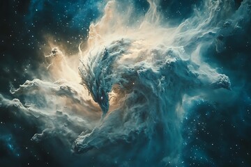 Wall Mural - a cosmic scene depicting swirling clouds and light in a nebula, evoking wonder.