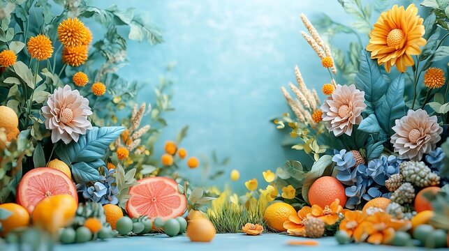 top view of paper art decoration with copy space for text
