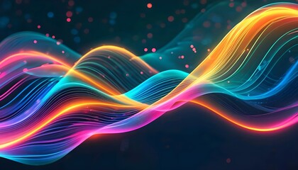 Poster - Fractal Waves in Motion with Glowing Lines and Dynamic Patterns