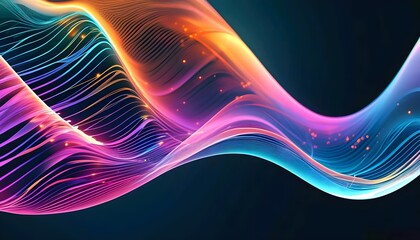 Poster - Fractal energy waves in a dynamic blue and black background create a glowing, futuristic pattern that flows with texture and motion