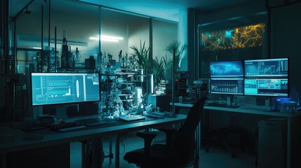 Poster - High-tech lab with screens and futuristic equipment, scientists attempt to save mystical species via time travel.