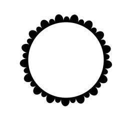 Poster - scalloped edge circle frame. simple round scalloped border. fabric lace pattern frame. repeat cute v