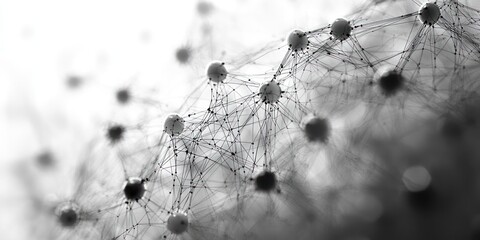 Poster - Abstract Network of Interconnected White Spheres with Thin Black Lines