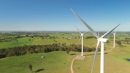 Wall Mural - aerial drone flypast of large wind turbines at gullen range wind farm, bannister in the southern tab