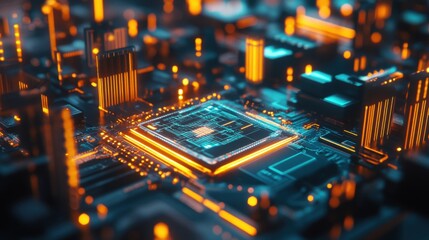 Poster - Futuristic Circuit Board Design with Intricate Details