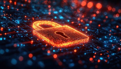 Aufkleber - Glowing Digital Lock Symbol on a Circuit Board