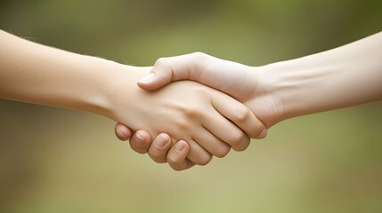 Fototapete - Team leader shaking hands with a team member, showing appreciation and a positive work culture with empty space for text