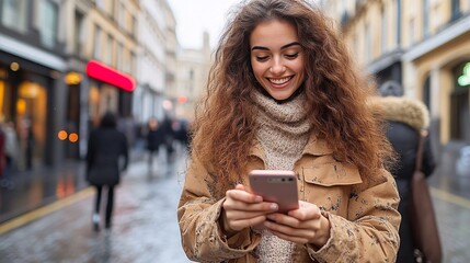 Poster - Business professional interacting with AI chatbot on a digital device, reflecting AI-driven customer service with copy space for text