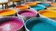 © Jantana - A textile dyeing process with colorful fabrics being treated in large vats, textile dyeing process, fabric production