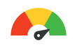© laias - Speedometer, gauge meter icon. Scale, level of performance. Speed dial indicator . Green and red, low and high barometers, dashboard with arrows. Vector illustration.