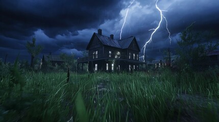 Poster - A powerful scene of lightning striking over an open field under dark storm clouds. --ar 16:9 --personalize v73lhwr --v 6.1 Job ID: cfab7e2e-05a4-4883-bf96-31e7ff7c856b