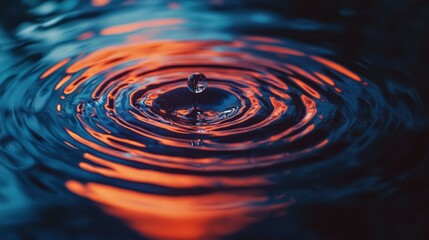 Poster - A close-up of water ripples reflecting warm colors, creating a serene and calming effect.