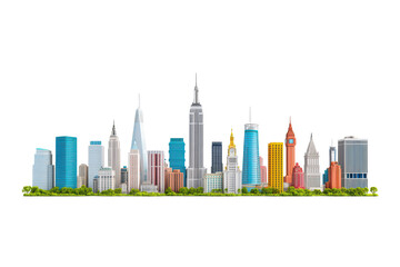 City skyline shapes modern travel experience with minimalist vector design highlighting iconic landmarks and urban beauty