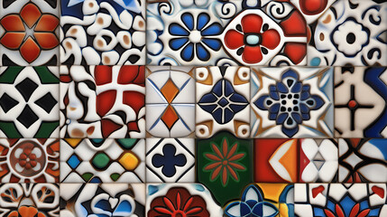 Poster - An intricate mosaic of Moroccan tiles, featuring vibrant colors and traditional patterns
