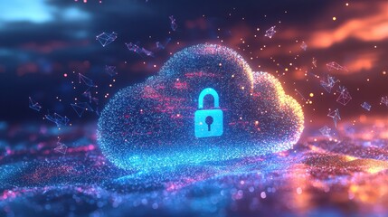 Poster - Holographic Cloud with Secure Lock Symbol