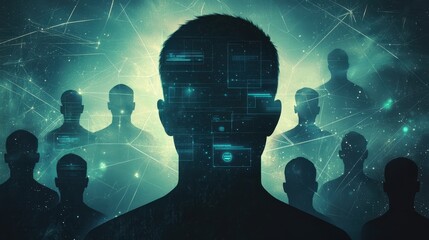 Poster - Digital Silhouette with Layers on Privacy Settings