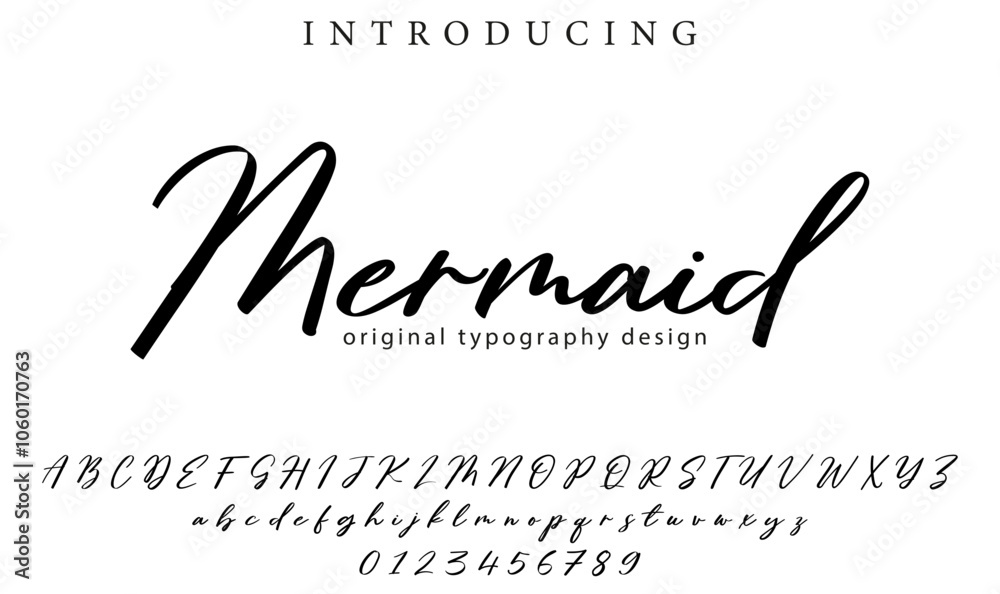 Mermaid Font Stylish brush painted an uppercase vector letters ...