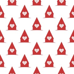 Aufkleber - House with heart inside icon isolated seamless pattern on white background