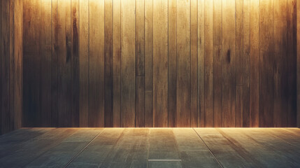 Poster - A well-lit wooden interior featuring textured walls and floor, creating a warm and inviting atmosphere.