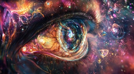 Poster - Cosmic Eye with Colorful Galaxies and Stars