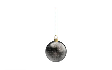 Wall Mural - christmas ball black marble bark texture hanging christmastree gold from top upright 3d rendering is