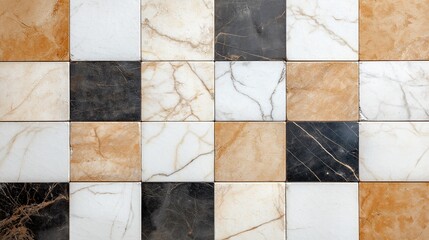 Poster - Checkered Marble Floor Tiles Design