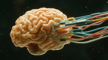 Poster - Futuristic Brain with Electrical Connections