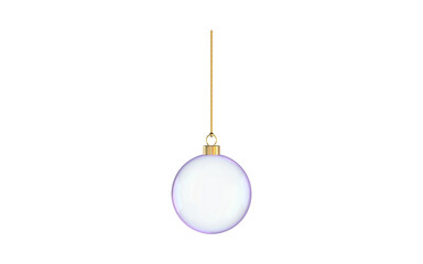 Wall Mural - christmas ball bauble glossy transparent glass blank transcendent purple and pink 3d rendering isola