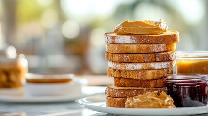 Aufkleber - Delicious Breakfast with Toast and Spreads