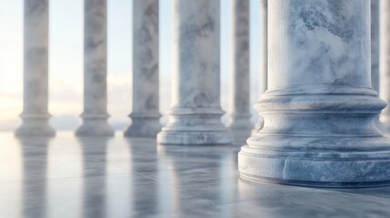 Poster - A serene perspective of marble columns in a spacious, light-filled environment.