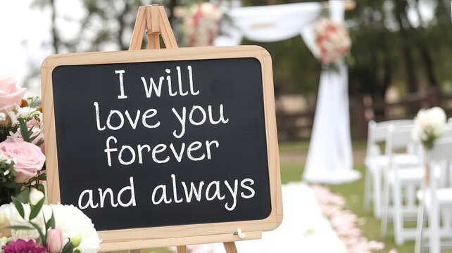 Wedding Themed Blackboard with Flowers