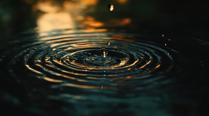 Poster - A close-up of water ripples created by a falling droplet, showcasing natural beauty.