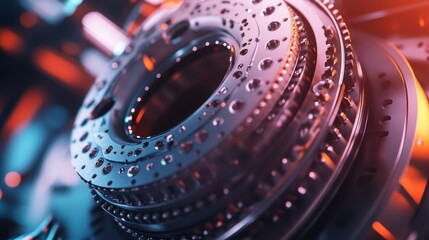 Poster - Close-up of intricate mechanical components with a futuristic design.
