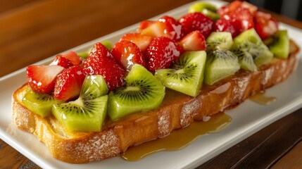 Poster - Colorful Fruit Toast with Syrup Drizzle