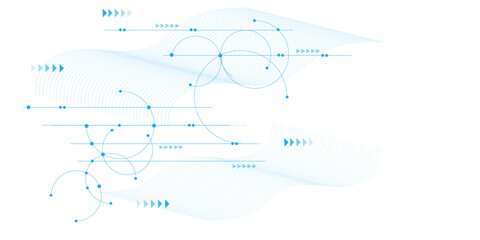 Vectors White Abstract geometric dots and lines connection circuit concept. Global communication technology background design