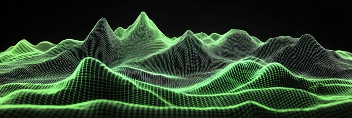 Poster - Abstract Green Dots on Dark Background