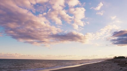Wall Mural - Sunset With Clouds And Magenta Sky Over The Sea Of Sicily