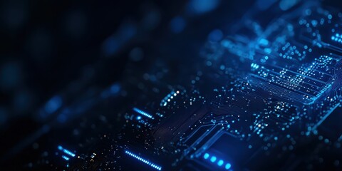 Poster - Abstract Digital Circuit Background with Blue Lights