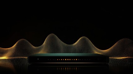 Leinwandbilder - A central network router is illuminated by abstract glowing lines, symbolizing vibrant data transmission in a technological setting. Generative AI