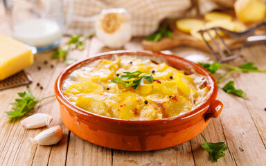 Wall Mural - potato gratin with cream and cheese