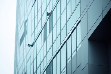 Poster - The modern office building features multiple surveillance cameras strategically placed for security monitoring. Generative AI