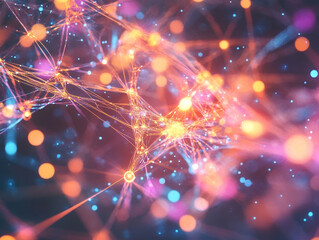 Poster - Futuristic illustration of neural networks showcasing innovation and connectivity. vibrant colors and intricate patterns evoke sense of advanced technology and creativity