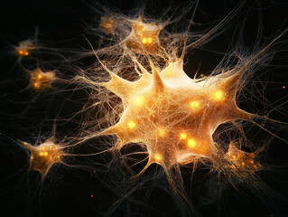 Poster - Futuristic illustration of neural networks with glowing connections, showcasing intricate details and vibrant colors. This artwork represents advanced technology and connectivity